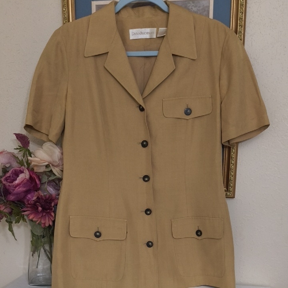 Dana Buchman Beige Short Sleeve Jacket - Picture 1 of 10